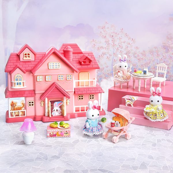 Juguete Casa de Muñecas Villa de Conejitos con Muebles, Accesorios y Figuras de Conejitos