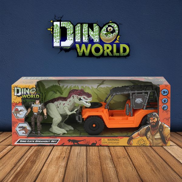 Juguete Dino World con Camioneta 4X4, Dinosaurio y Explorador Incluidos