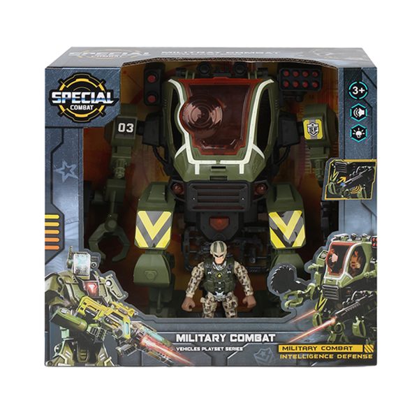 Juguete Robot Militar Mecha con Misiles y Figura de Soldado con Luz y Sonido