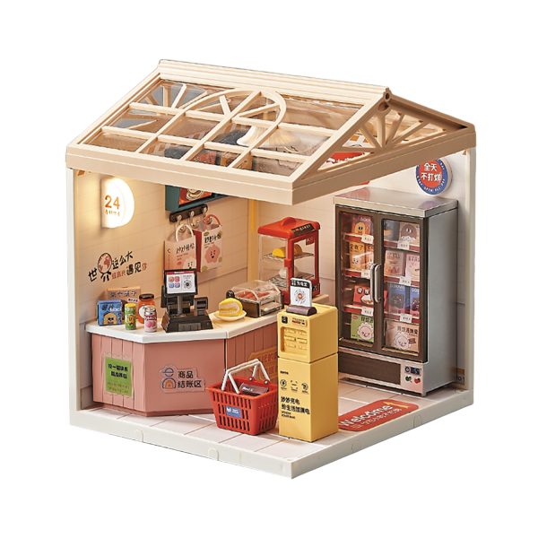 Juguete Supermercado en Miniatura  24 Horas con Accesorios y Luz Nocturna