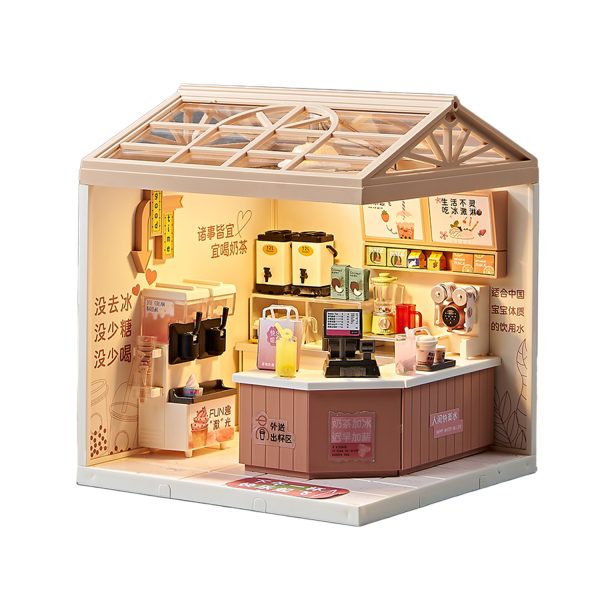 Juguete Tienda de Helados y Bubble Tea en Miniatura con Accesorios y Luz Nocturna