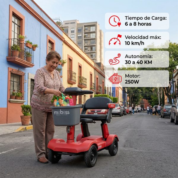 Scooter Electrico de Movilidad Plegable Silla de Ruedas Antivuelco MT02